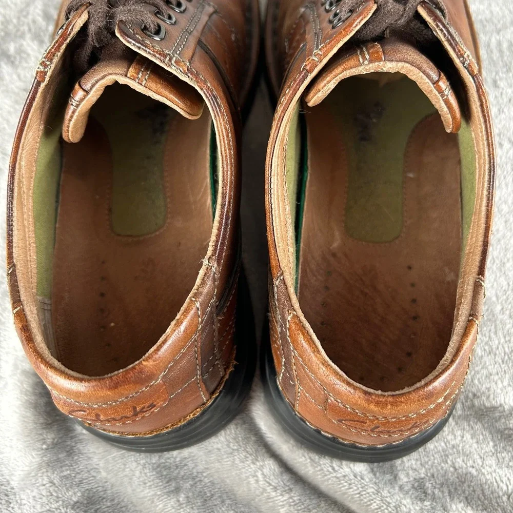 Clarks Mens Brown Leather Lace Up Bicycle Toe Oxford Shoes 70852 Size 9.5 M